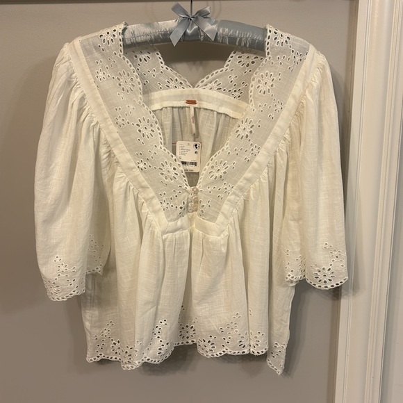 Free People White Eyelet Blouse - Picture 5 of 12